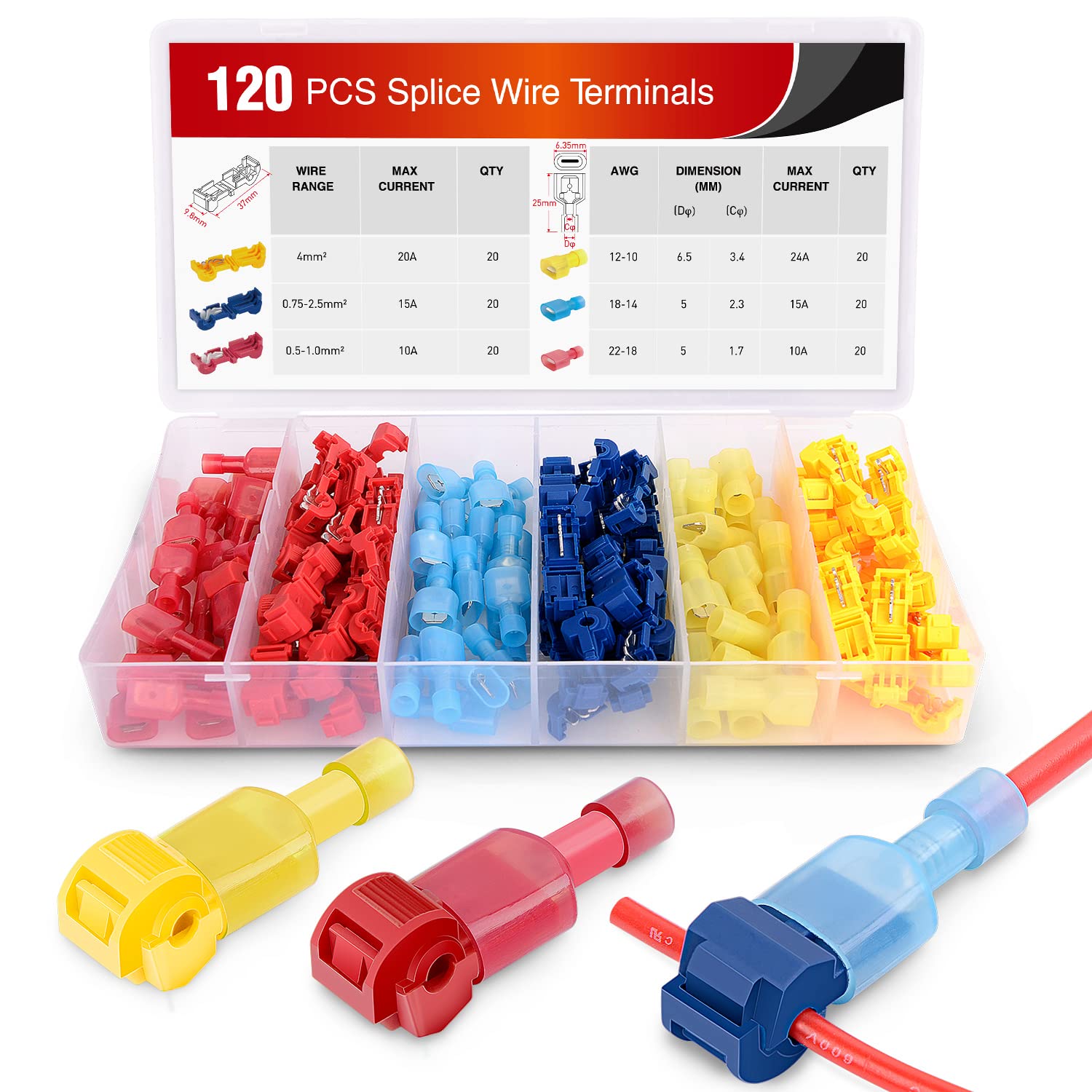 Electrical Kit-120 Pcs Quick Splice T-Tap Kits